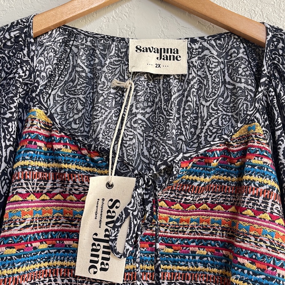 NWT Curvy Savanna Jane Boho Embroidered Top - Picture 7 of 9